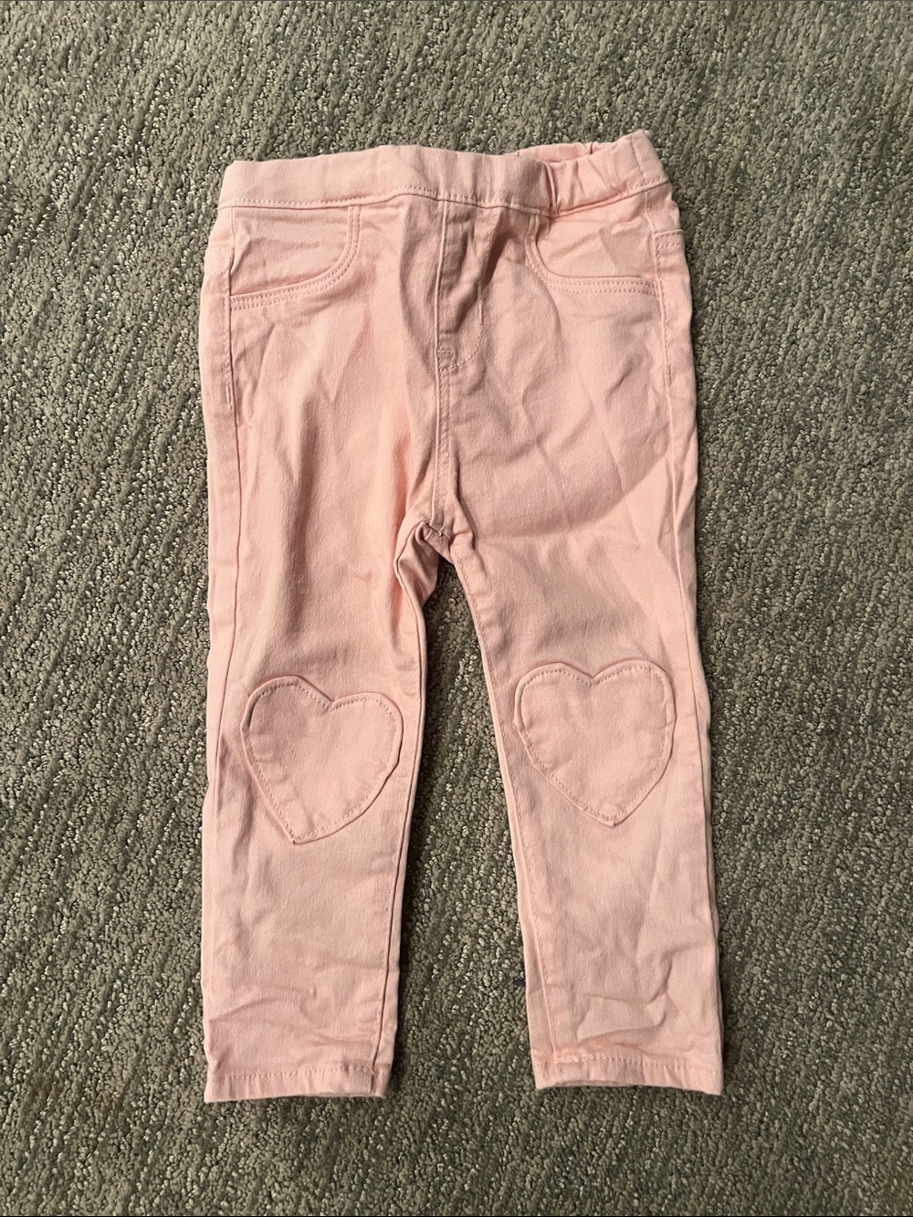H&M Light Pink Heart Knee Patch Leggings 18 months EUC